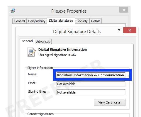 Screenshot of the Knowhow Information & Communication Inc certificate